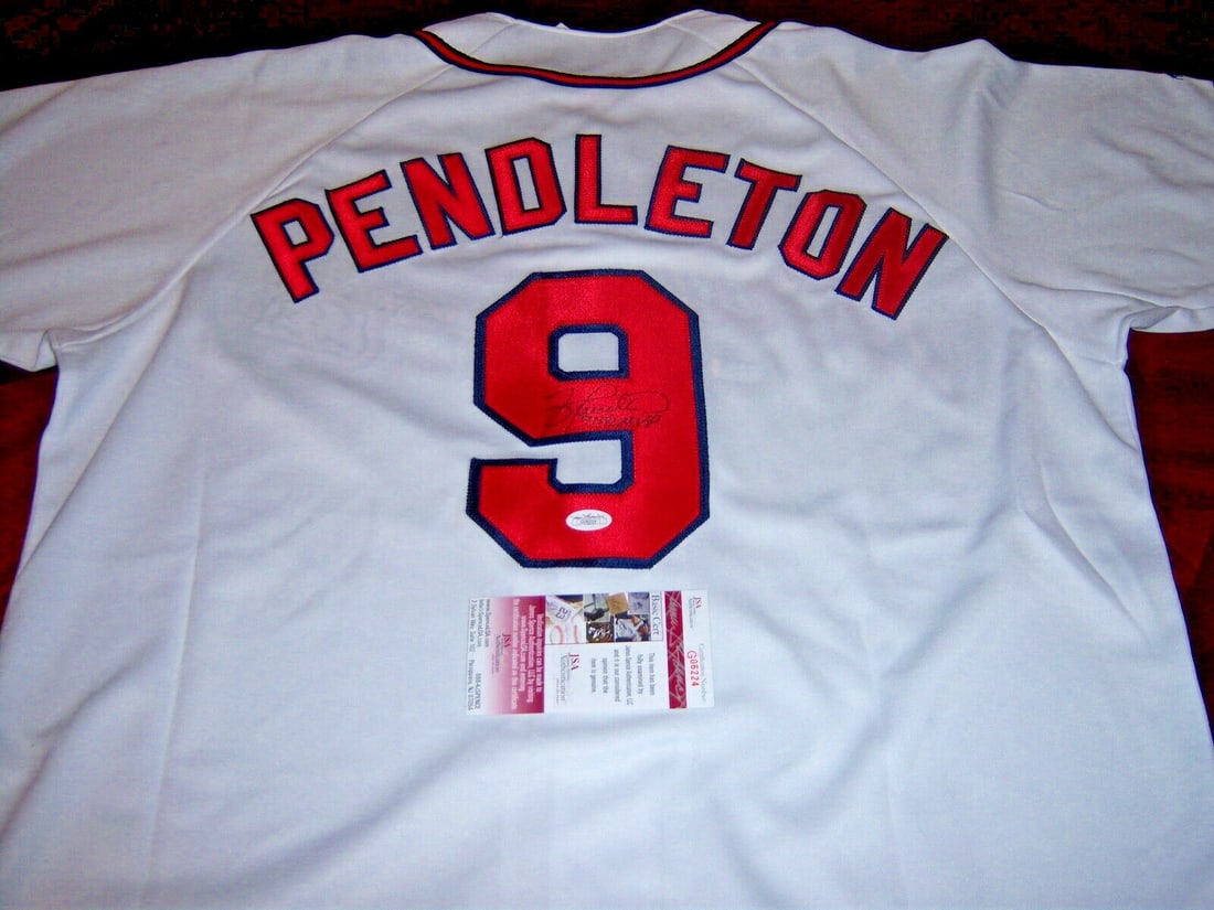 Terry Pendleton 1991 NL MVP Signed Majestic Jersey JSA COA: Terry Pendleton 1991 NL MVP Signed Majestic Jersey JSA COA Celebrate the legacy of baseball with this official Majestic jersey, signed by Terry Pendleton, the 1991 NL MVP. This original jersey is a fa