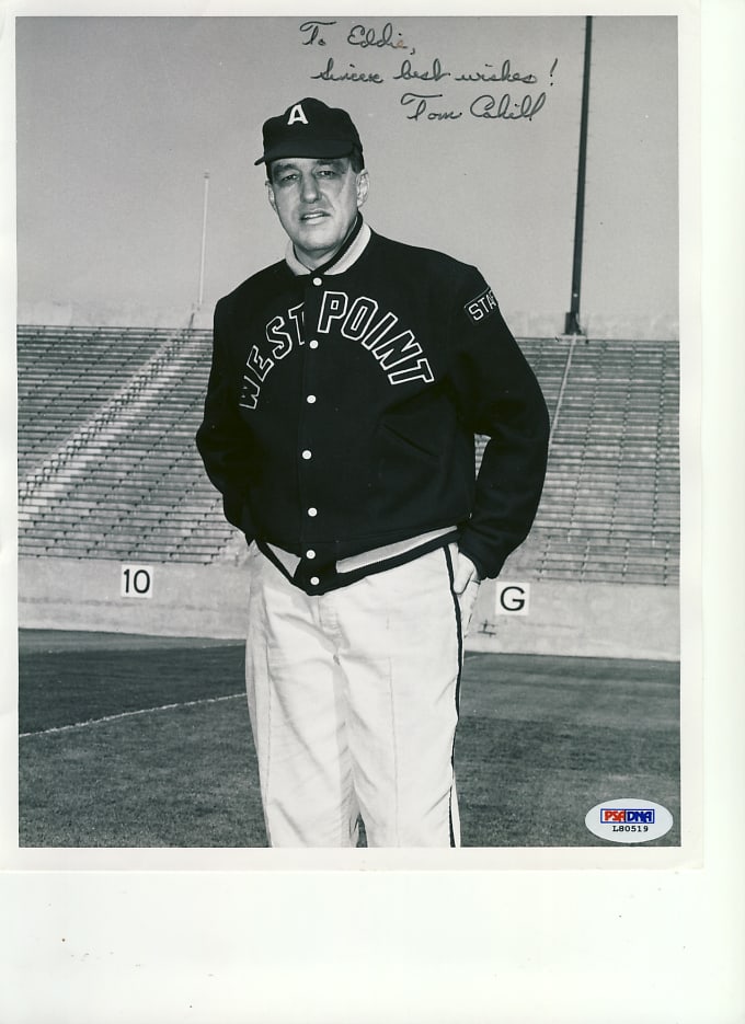 Tom Cahill Signed 8x10 Army West Point Football Photo PSA/DNA: Tom Cahill Signed 8x10 Army West Point Football Photo PSA/DNA This is an original signed 8x10 photograph of Tom Cahill, featuring him in action as part of the Army West Point Football team. The photo