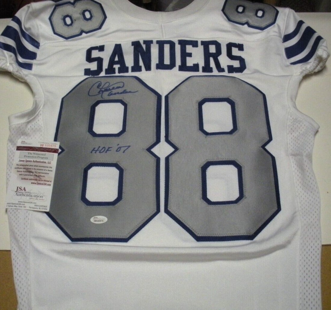 Charlie Sanders Signed Detroit Lions Nike Jersey HOF07 JSA COA (1 of 2)