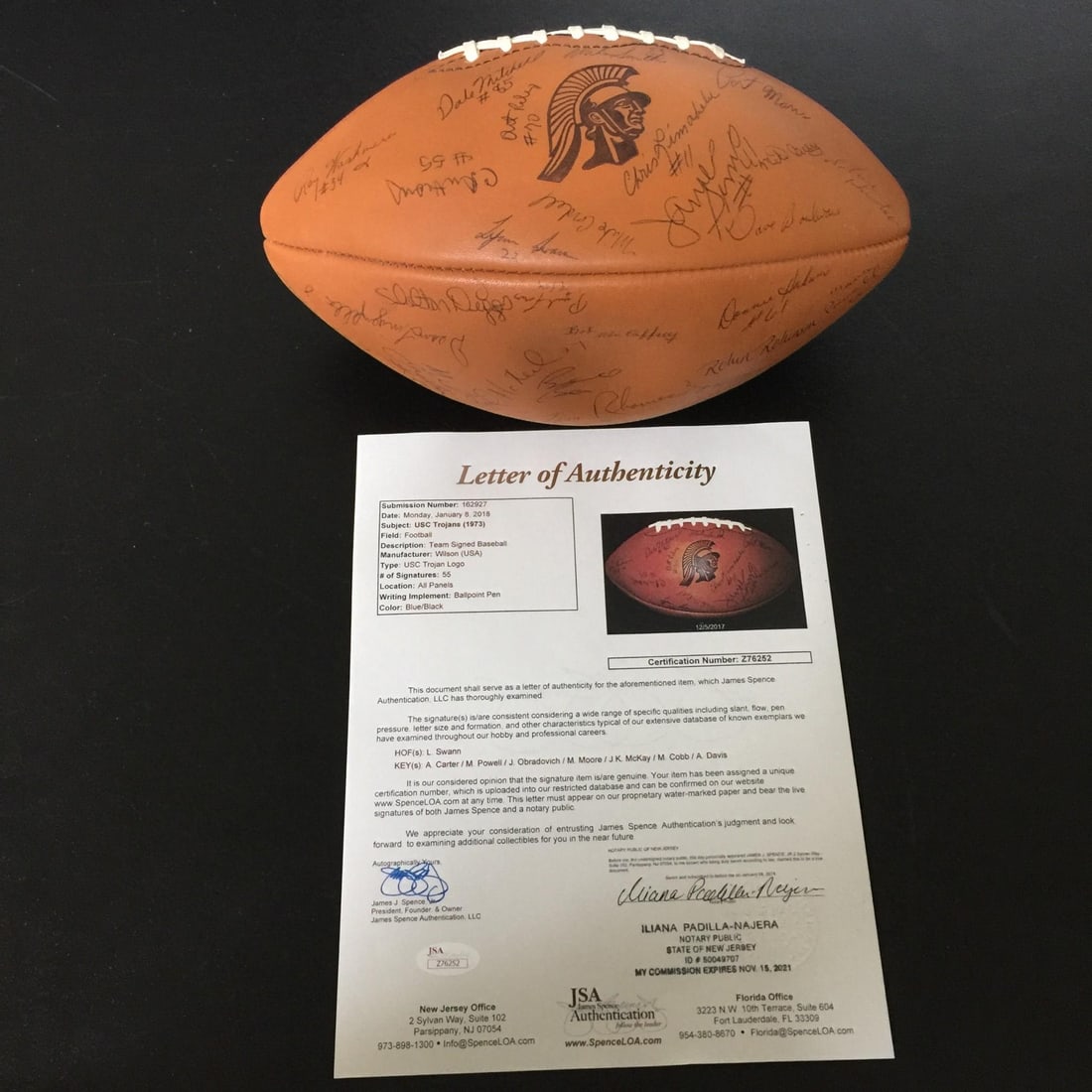 1973 USC Trojans PAC-8 Champions Team Signed Wilson Football 55 Signatures JSA COA: 1973 USC Trojans PAC-8 Champions Team Signed Wilson Football 55 Signatures JSA COA Celebrate the legacy of the 1973 USC Trojans with this rare PAC-8 Champions Team Signed Official Wilson Football. Thi