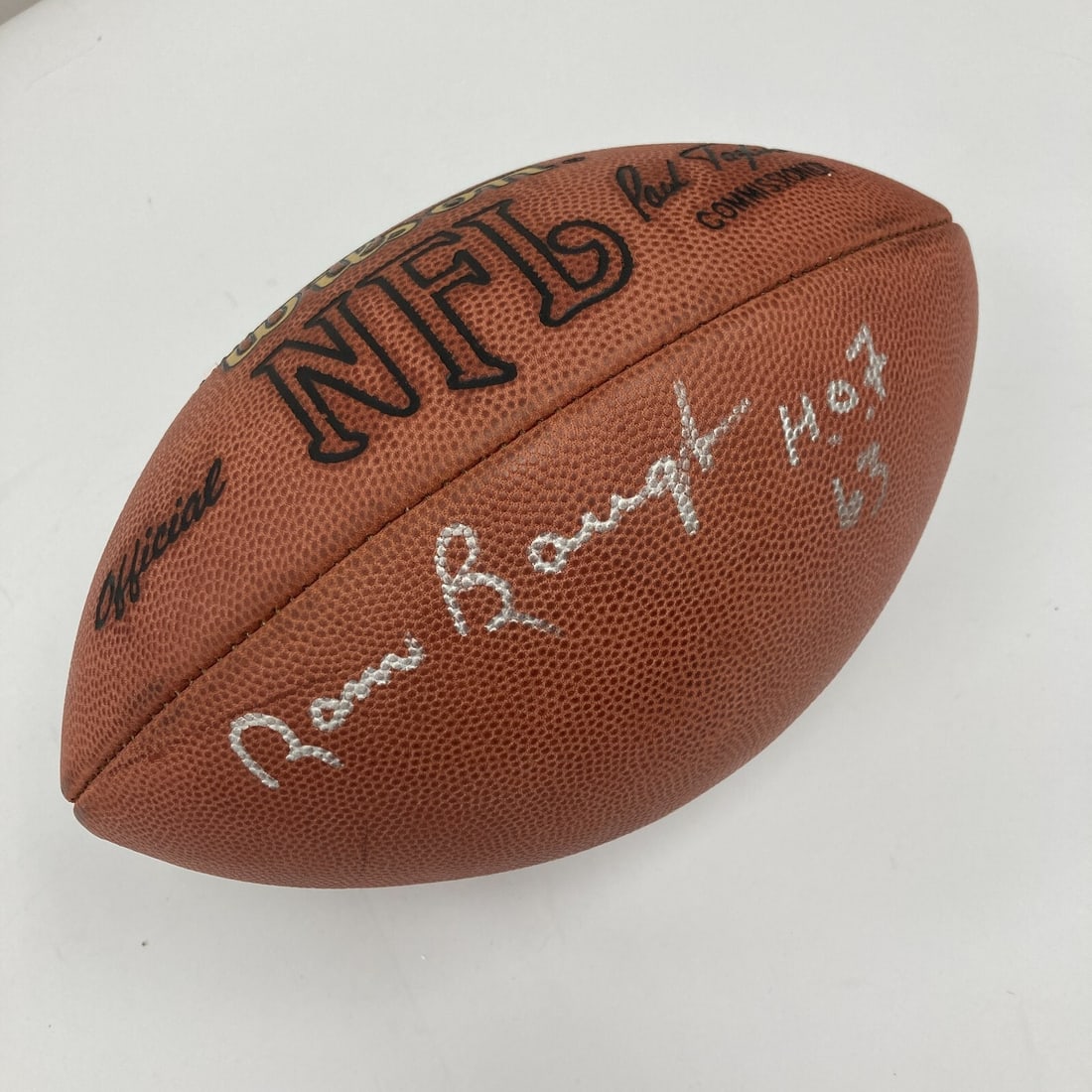 Sammy Baugh Signed NFL Football 1963 Hall of Fame Beckett COA: Sammy Baugh Signed NFL Football 1963 Hall of Fame Beckett COA This is an original, signed NFL football by legendary player Sammy Baugh, who was inducted into the Hall of Fame in 1963. The football com