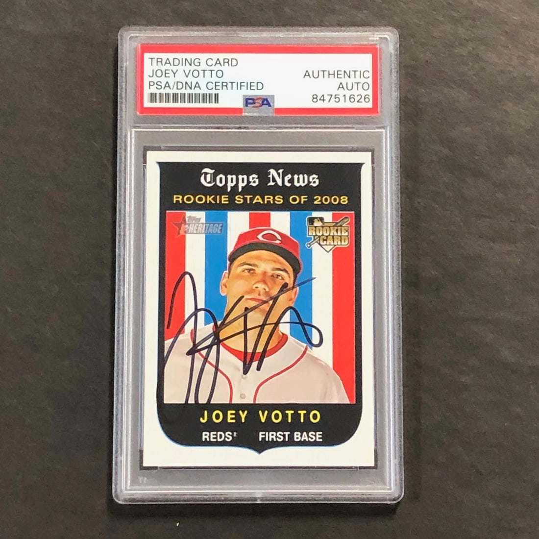 2008 Topps Heritage #146 Joey Votto Signed PSA/DNA Auto Reds: 2008 Topps Heritage #146 Joey Votto Signed PSA/DNA Auto Reds This 2008 Topps Heritage #146 card features the signature of Joey Votto, the talented player from the Cincinnati Reds. The autograph has be