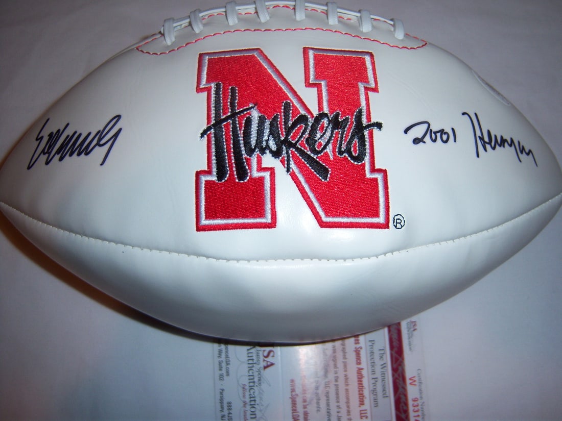 Eric Crouch Signed Football Nebraska Heisman JSA COA: Eric Crouch Signed Football Nebraska Heisman JSA COA This is an original signed football by Eric Crouch, the Nebraska Heisman Trophy winner. This collectible item is a must-have for fans and collector