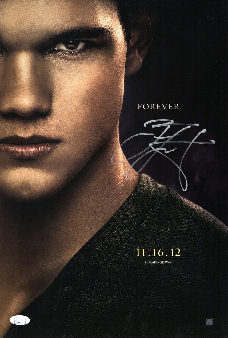 Taylor Lautner Autographed 11.5x17 Twilight Breaking Dawn Poster JSA (1 of 2)