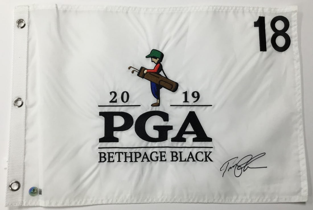 Tom Lehman Signed 2019 PGA Bethpage Black Flag Beckett Authenticated BR77380 (1 of 4)