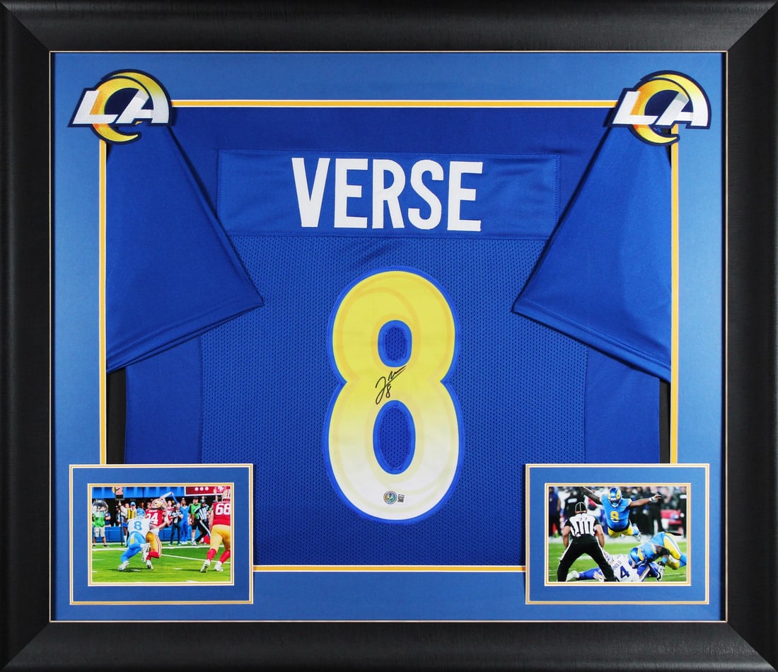 Jared Verse Signed Blue Pro Style Framed Jersey BAS Authenticated: Jared Verse Signed Blue Pro Style Framed Jersey BAS Authenticated This authentic signed blue pro-style framed jersey, featuring Jared Verse of the Los Angeles Rams, is a must-have for any fan. The jer