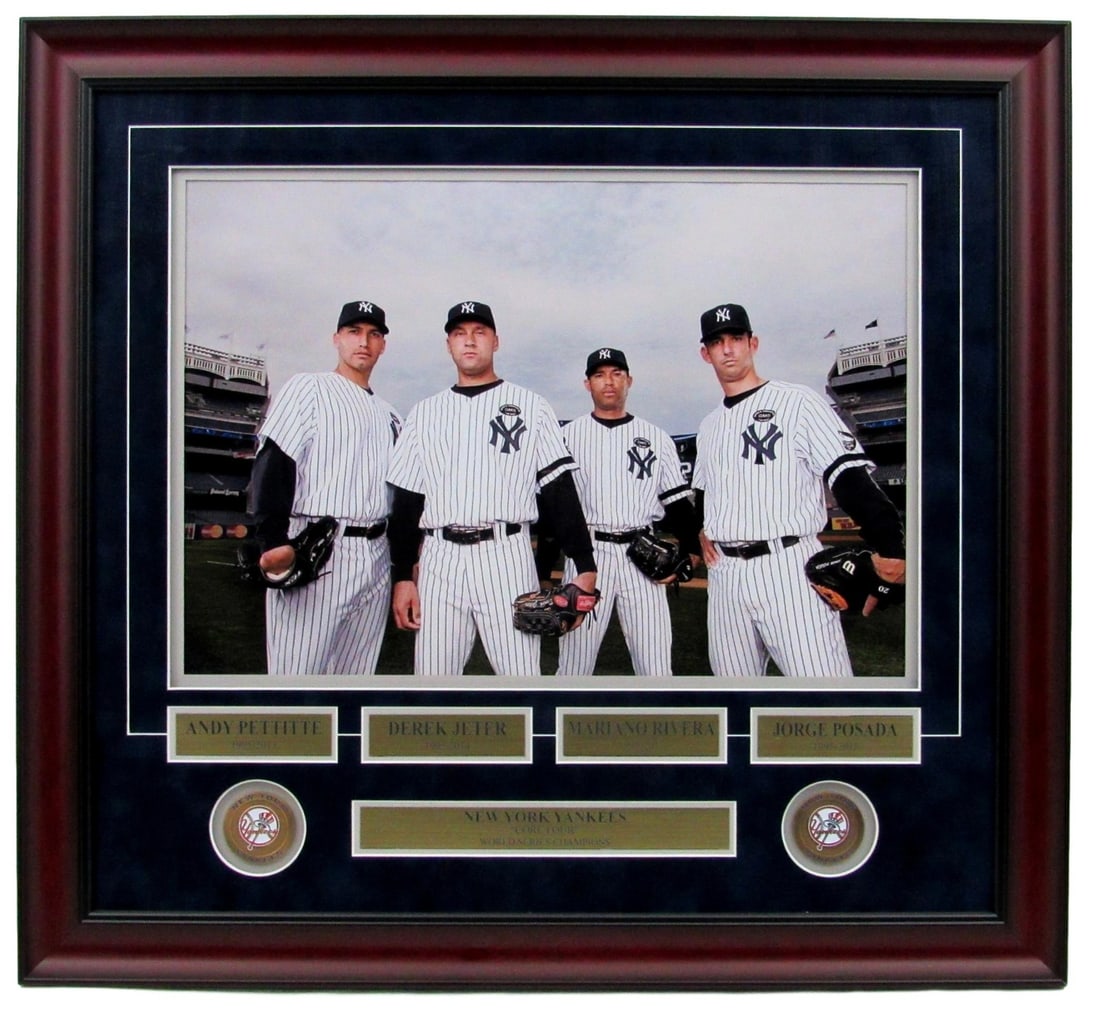Deluxe Framed Yankees Core Four World Series Champions Photo: Deluxe Framed Yankees Core Four World Series Champions Photo This deluxe framed photo features the New York Yankees' celebrated "Core Four"--Andy Pettitte, Derek Jeter, Mariano Rivera, and Jorge Posad