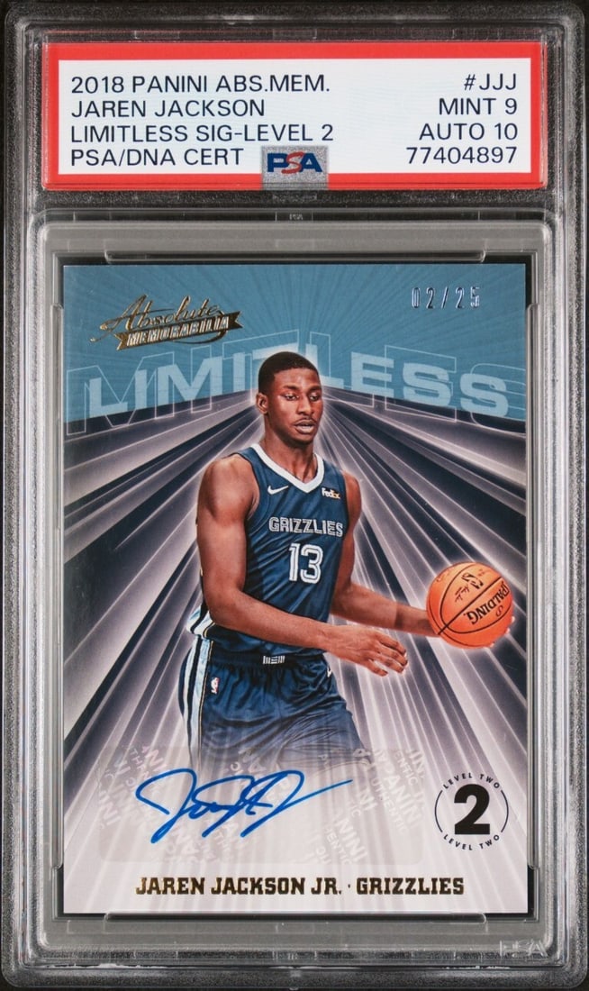 Jaren Jackson 2018 Absolute Memorabilia Level 2 Auto PSA 9 2/25 Basketball Card (1 of 2)