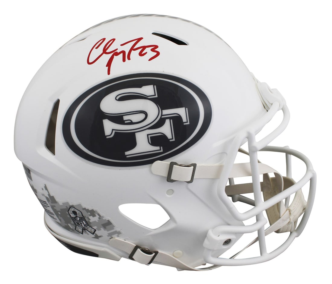 Christian McCaffrey Signed 2024 Salute To Service III Helmet 49ers: Christian McCaffrey Signed 2024 Salute To Service III Helmet 49ers This Authentic Full Size Speed Proline Helmet is a must-have for any San Francisco 49ers fan. Personally signed by star player Christ