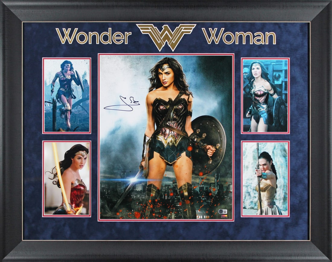 Gal Gadot Signed Wonder Woman 16x20 Framed Photo Beckett Authenticated: Gal Gadot Signed Wonder Woman 16x20 Framed Photo Beckett Authenticated Capture the essence of heroism with this authentic signed photograph of Gal Gadot as Wonder Woman. This stunning 16x20 photo is p