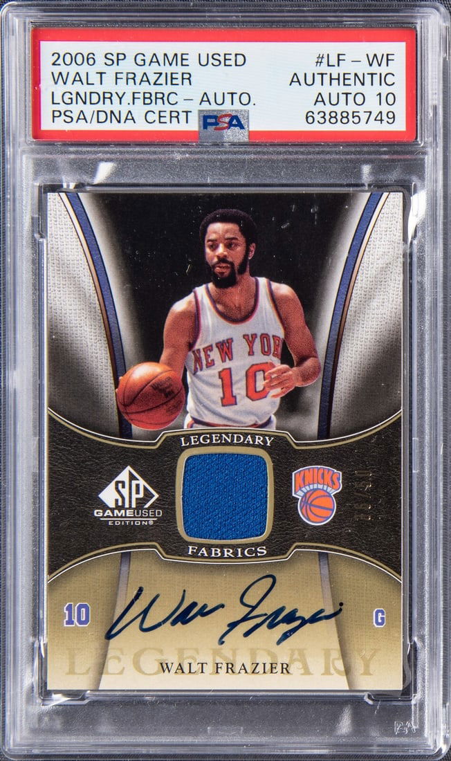 2006-07 Upper Deck Walt Frazier Autograph Card 36/50 PSA 10 Legendary Fabrics (1 of 2)