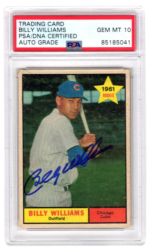 Billy Williams Signed Cubs 1961 Topps Rookie Card #141 PSA GEM Mint 10 (1 of 2)