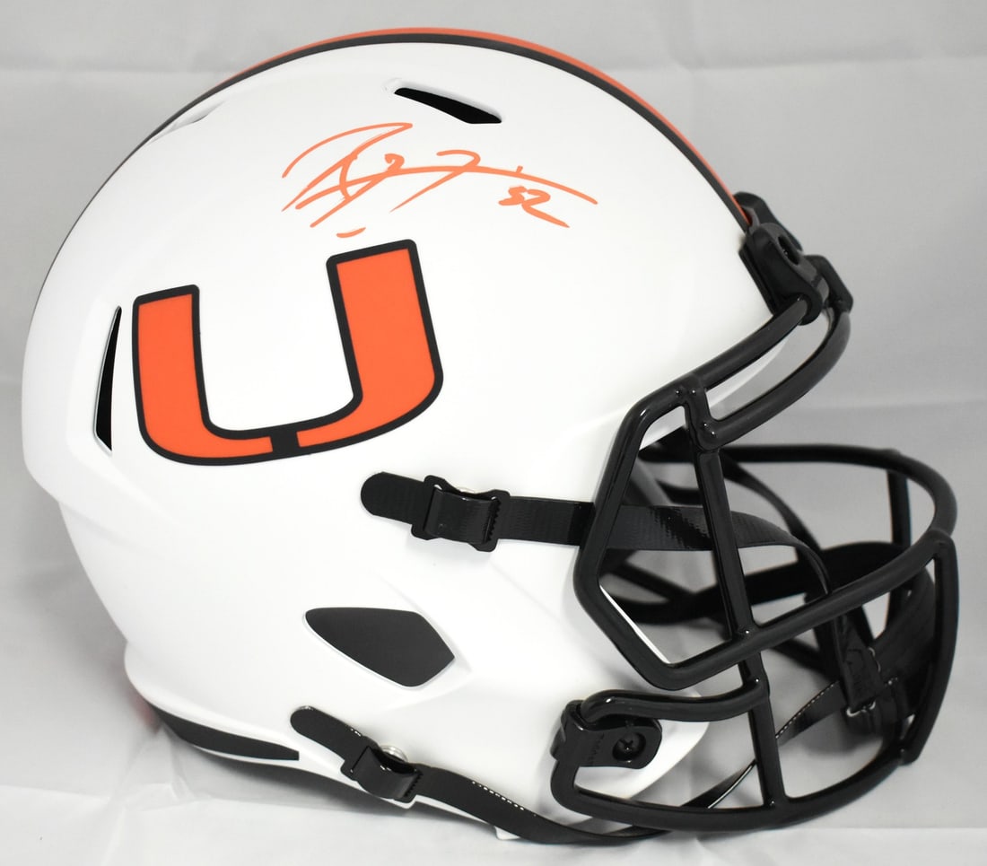 Miami Hurricanes Lunar Speed Helmet Signed by Ray Lewis Beckett Authenticated: Miami Hurricanes Lunar Speed Helmet Signed by Ray Lewis Beckett Authenticated This is a pre-owned Miami Hurricanes Lunar Speed helmet autographed by Ray Lewis. The signature has been authenticated by