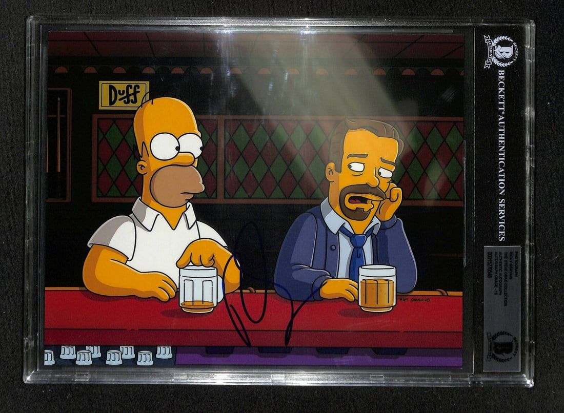 Ricky Gervais Signed 8x10 Photo The Simpsons Auto Grade 10 Beckett: Ricky Gervais Signed 8x10 Photo The Simpsons Auto Grade 10 Beckett This stunning 8x10 color photograph captures Ricky Gervais as the voice of Charles Heathbar in the beloved animated series, The Simps