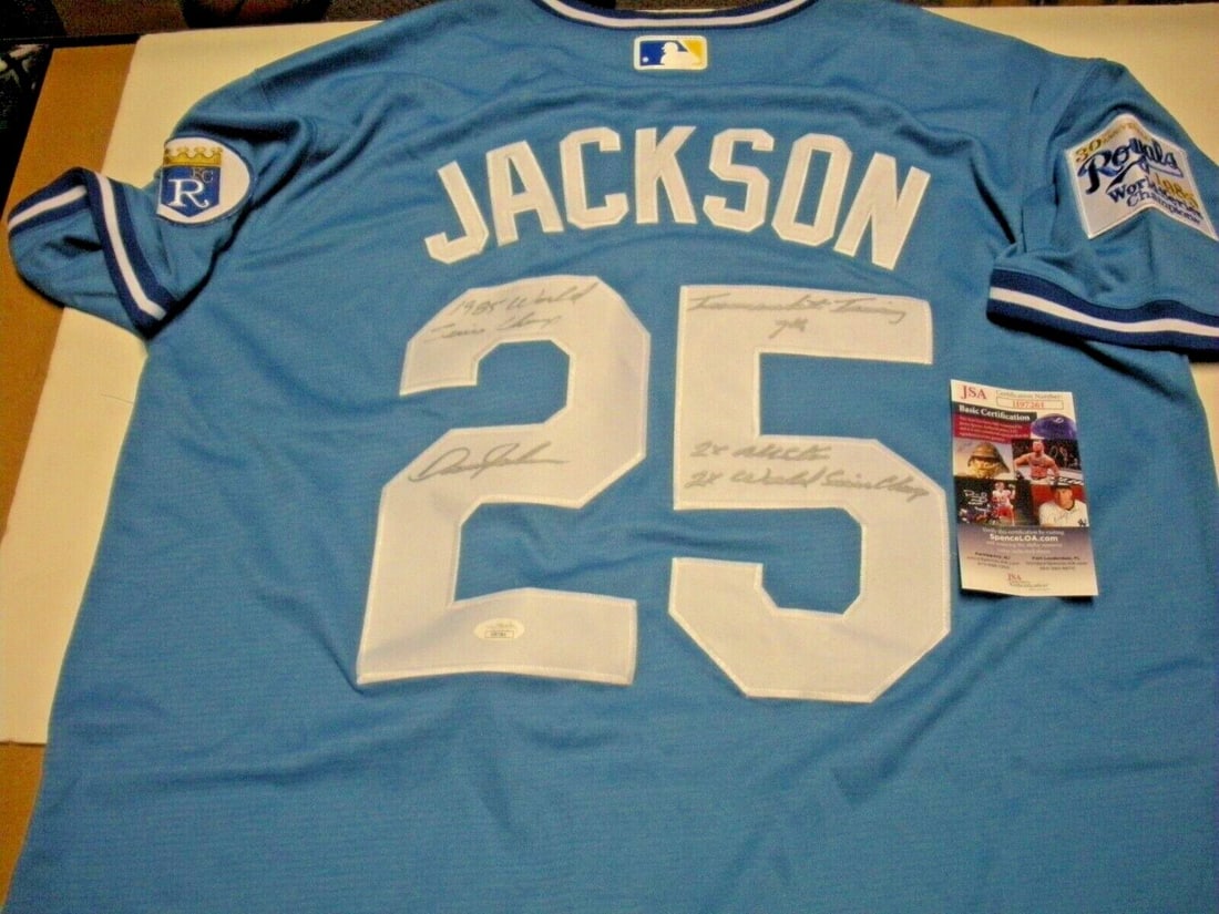 Danny Jackson Signed 1985 Royals World Series Jersey JSA COA: Danny Jackson Signed 1985 Royals World Series Jersey JSA COA This is an officially licensed Majestic jersey signed by Danny Jackson, a notable player from the Kansas City Royals who contributed to the
