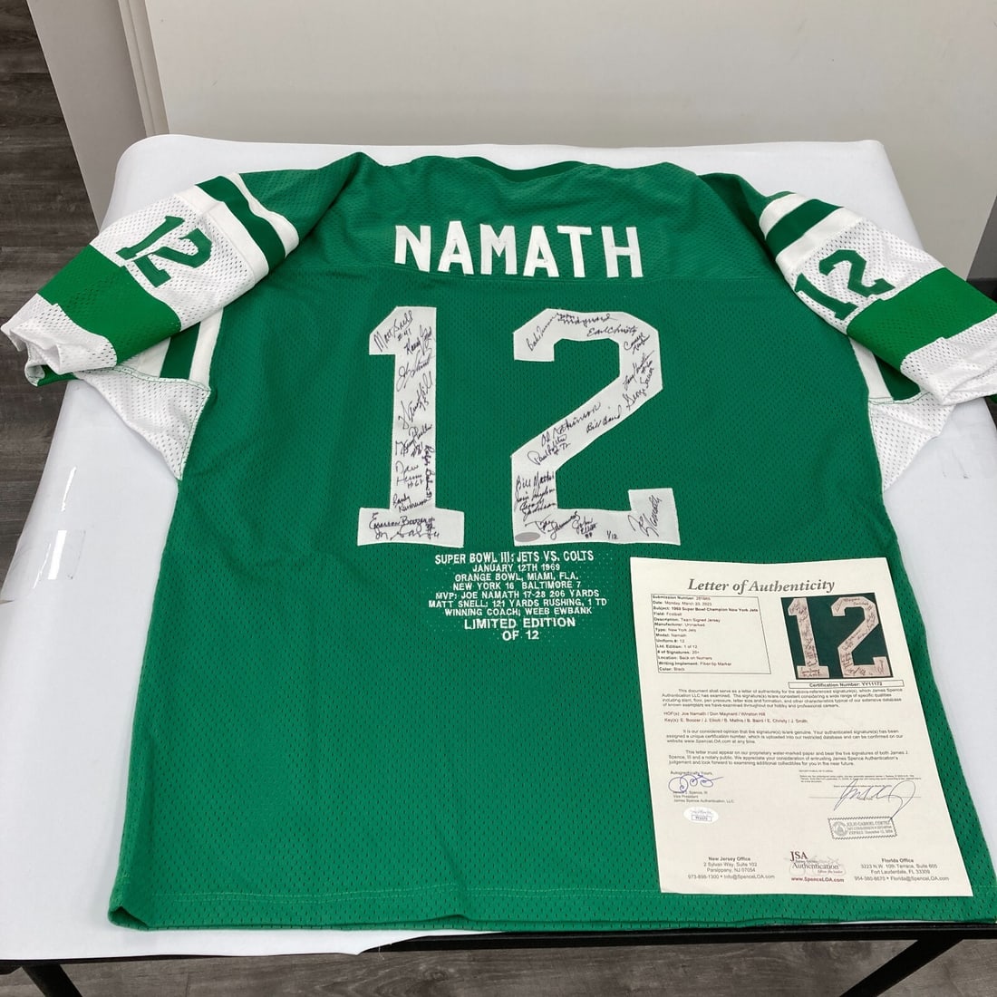 1969 New York Jets Team Signed Jersey Joe Namath 24 Signatures JSA COA (1 of 11)