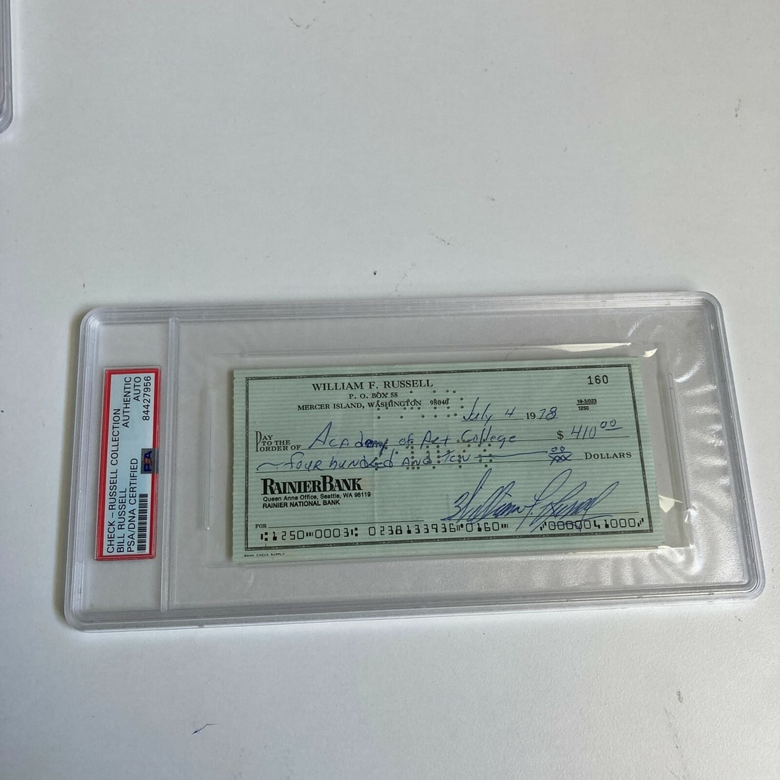 Bill Russell Autographed Bank Check PSA DNA Boston Celtics Memorabilia (1 of 3)