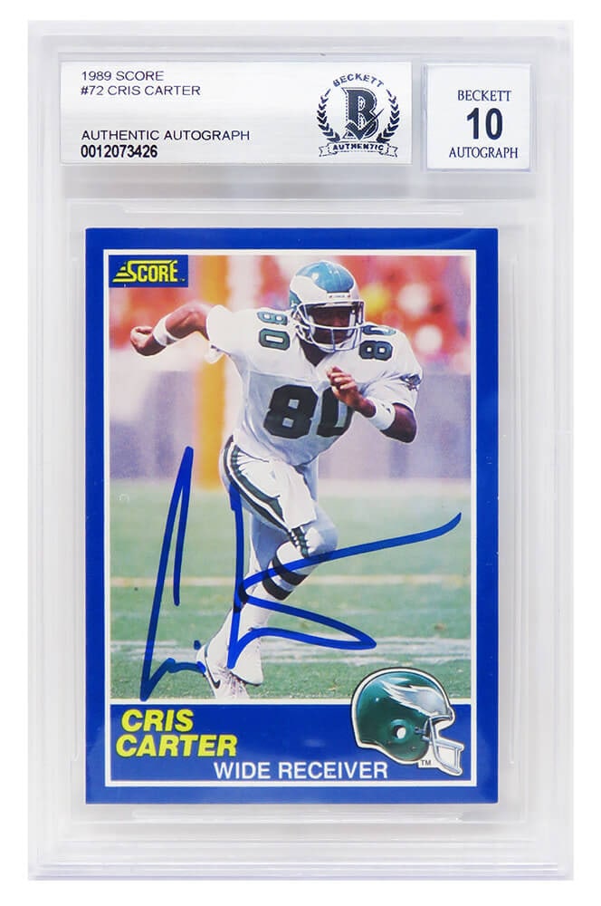 Cris Carter Autographed 1989 Score Rookie Card Beckett 10 (1 of 1)