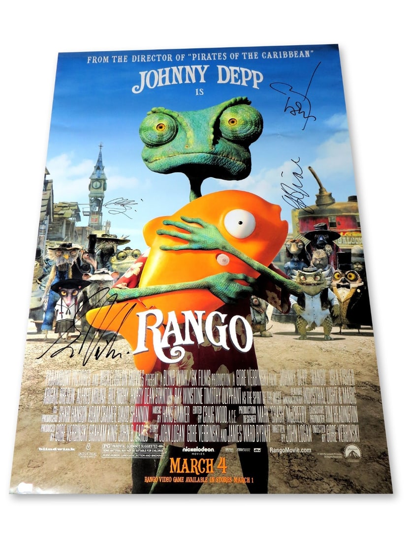 Rango Cast Signed 27x40 Poster Johnny Depp Isla Fisher Beckett Authenticated (1 of 2)