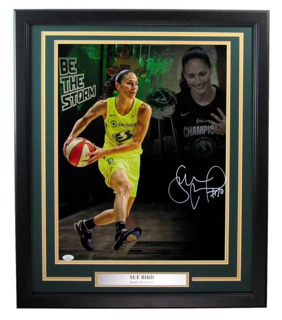 Sue Bird Signed 16x20 Framed Photo Seattle Storm JSA Authenticated: Sue Bird Signed 16x20 Framed Photo Seattle Storm JSA Authenticated Celebrate the legacy of basketball superstar Sue Bird with this stunning autographed 16x20 photo, beautifully framed and ready for di