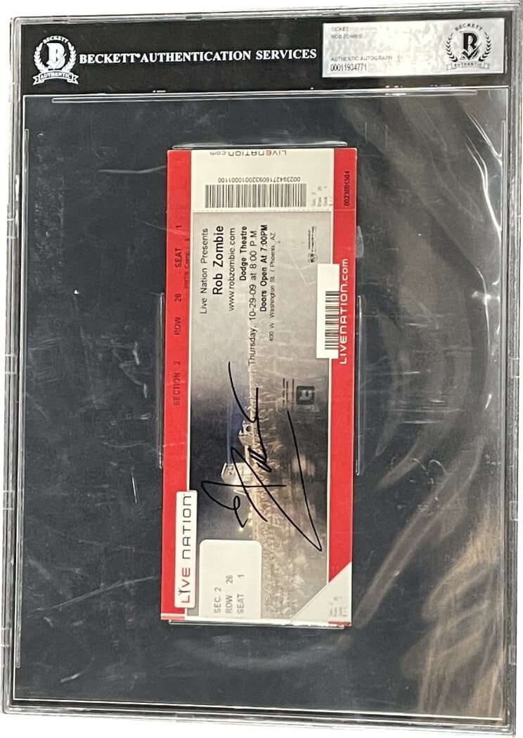 Rob Zombie Autographed Concert Ticket Dodge Theater Beckett Authenticated (1 of 3)