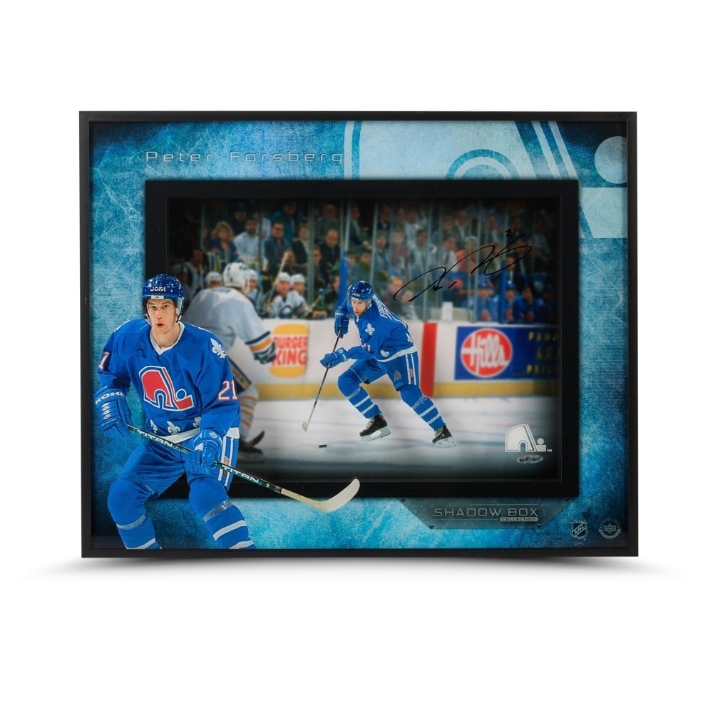 Peter Forsberg Autographed 16X20 Shadowbox Photo Quebec Nordiques: Peter Forsberg Autographed 16X20 Shadowbox Photo Quebec Nordiques Celebrate the legacy of hockey star Peter Forsberg with this stunning autographed 16X20 photo, beautifully displayed in a shadowbox. T