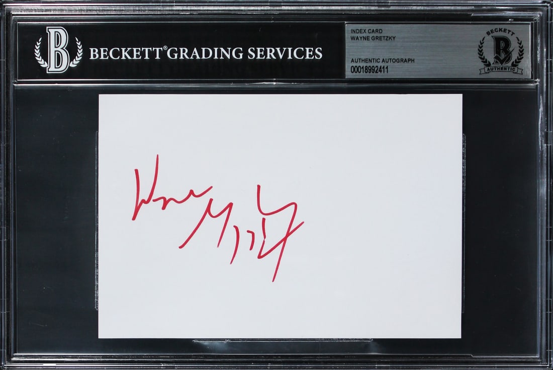 Wayne Gretzky Signed 4x6 Index Card Edmonton Oilers Beckett Authenticated: Wayne Gretzky Signed 4x6 Index Card Edmonton Oilers Beckett Authenticated This authentic 4x6 index card features the signature of Wayne Gretzky, the legendary player of the Edmonton Oilers. The card i