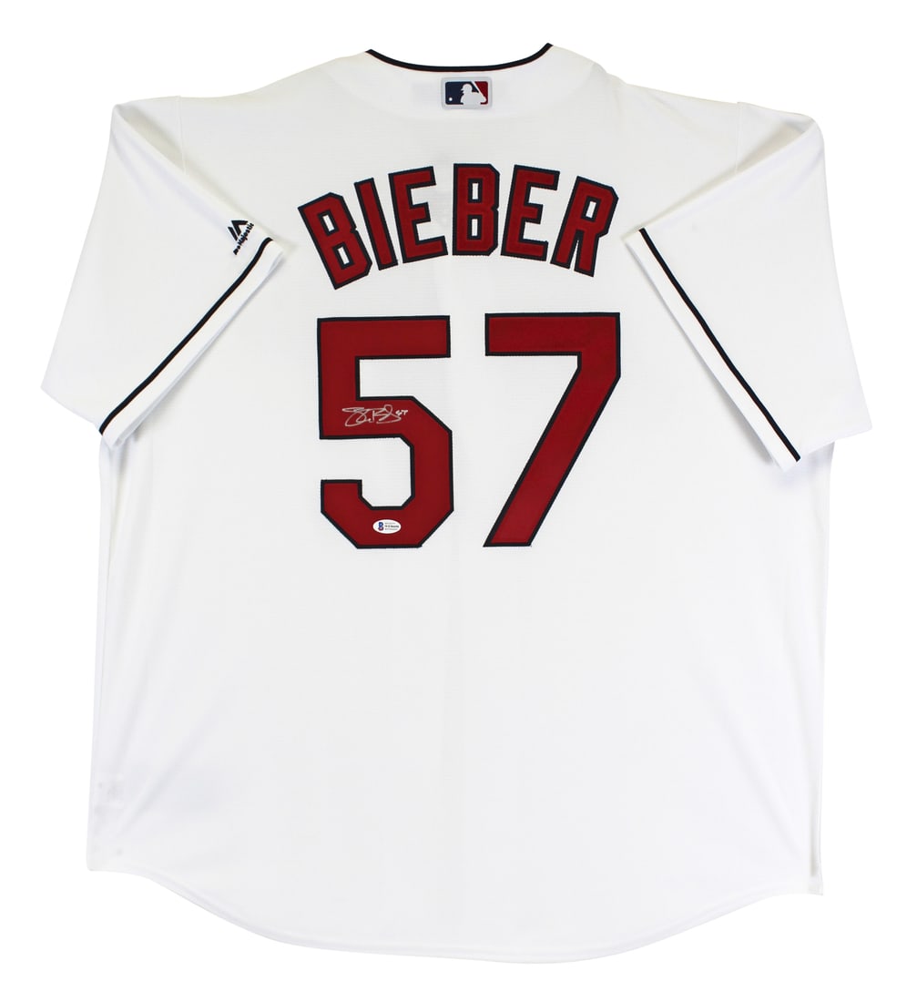 Shane Bieber Signed Authentic White Majestic Jersey BAS COA Indians: Shane Bieber Signed Authentic White Majestic Jersey BAS COA Indians This authentic signed white Majestic Cool Base jersey features the name of Shane Bieber, pitcher for the Cleveland Indians. The jers