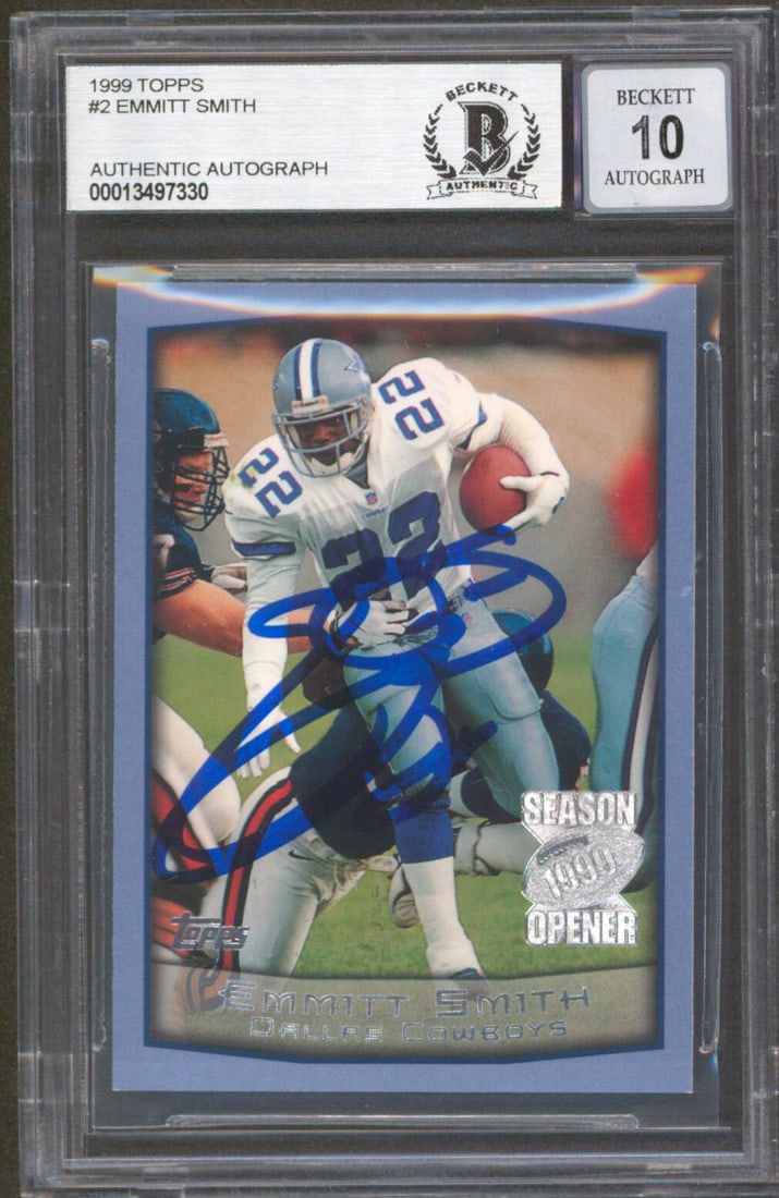 Emmitt Smith Signed 1999 Topps #2 Card Gem Mint 10 BAS Authenticated (1 of 2)
