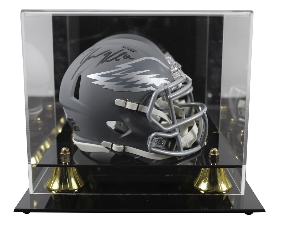 Jason Kelce Signed Eagles Slate Speed Mini Helmet with PSA/DNA Case: Jason Kelce Signed Eagles Slate Speed Mini Helmet with PSA/DNA Case This authentic mini helmet is a must-have for any Philadelphia Eagles fan. Personally signed by Jason Kelce, this Alternate Slate Sp