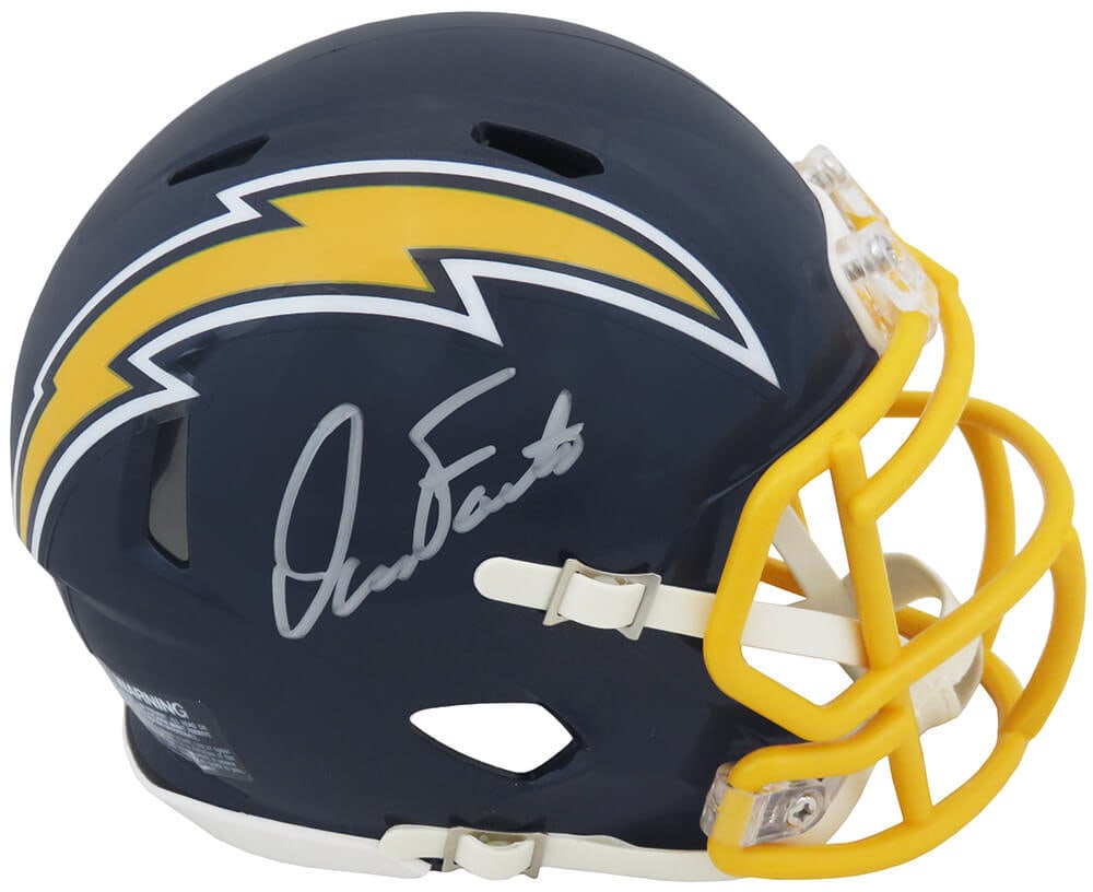 Dan Fouts Signed Chargers Mini Helmet with COA - Hall of Famer: Dan Fouts Signed Chargers Mini Helmet with COA - Hall of Famer This Dan Fouts signed Los Angeles Chargers navy throwback Riddell Speed mini helmet is a must-have for any football fan. The helmet featu
