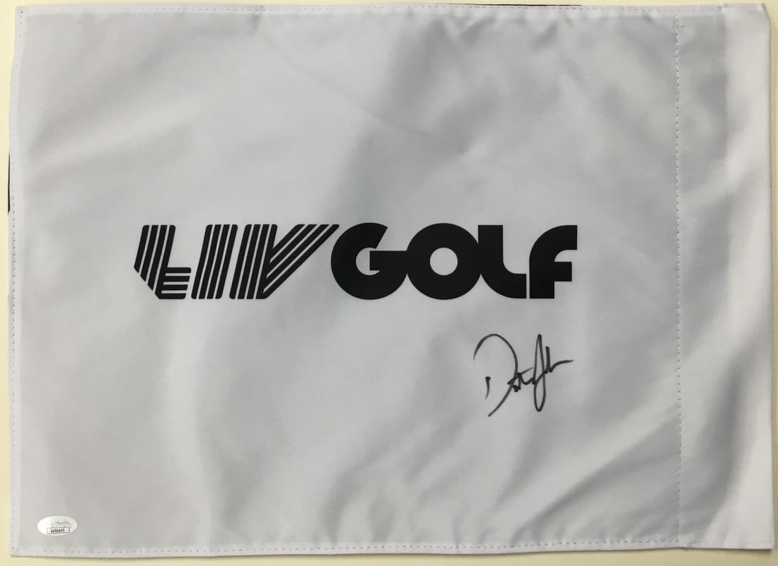 Dustin Johnson LIV 18 Signed Flag JSA Authenticated: Dustin Johnson LIV 18 Signed Flag JSA Authenticated This official LIV 18 pin flag features the signature of PGA star Dustin Johnson, making it a must-have for golf enthusiasts and collectors alike. Au