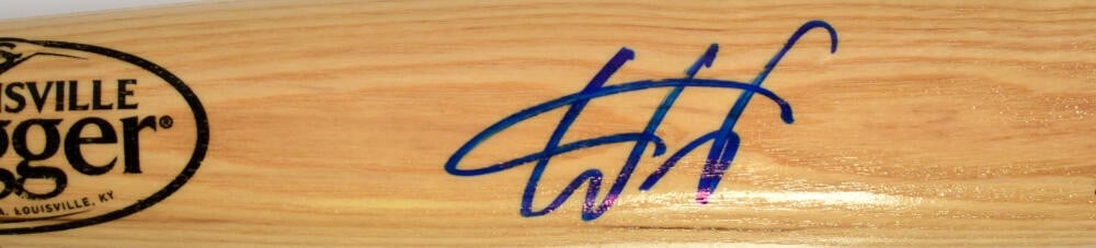 Wander Franco Signed Louisville Slugger Baseball Bat JSA Authenticated: Wander Franco Signed Louisville Slugger Baseball Bat JSA Authenticated This is an original autographed blonde Louisville Slugger Pro Stock baseball bat signed by Wander Franco, a prominent player for