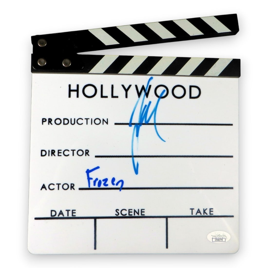 Josh Gadd Signed Movie Clapper Frozen Olaf JSA Authenticated: Josh Gadd Signed Movie Clapper Frozen Olaf JSA Authenticated This authentic movie clapper is signed by Josh Gadd, famously known for his role as Olaf in Disney's Frozen. The autograph has been authent