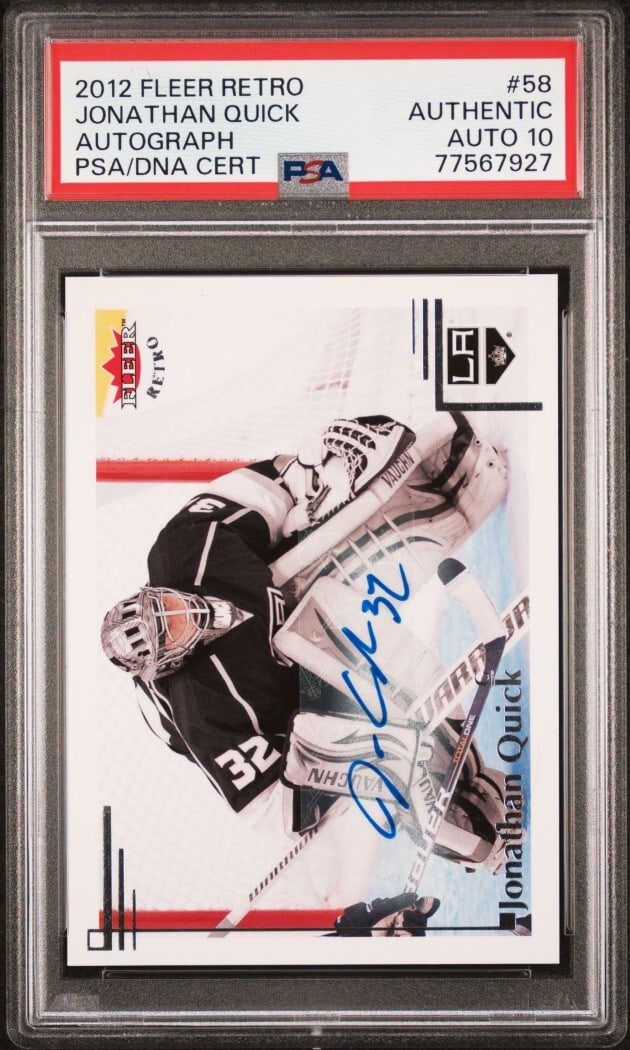 Jonathan Quick 2012 Fleer Retro Autographs PSA 10 Baseball Card (1 of 2)