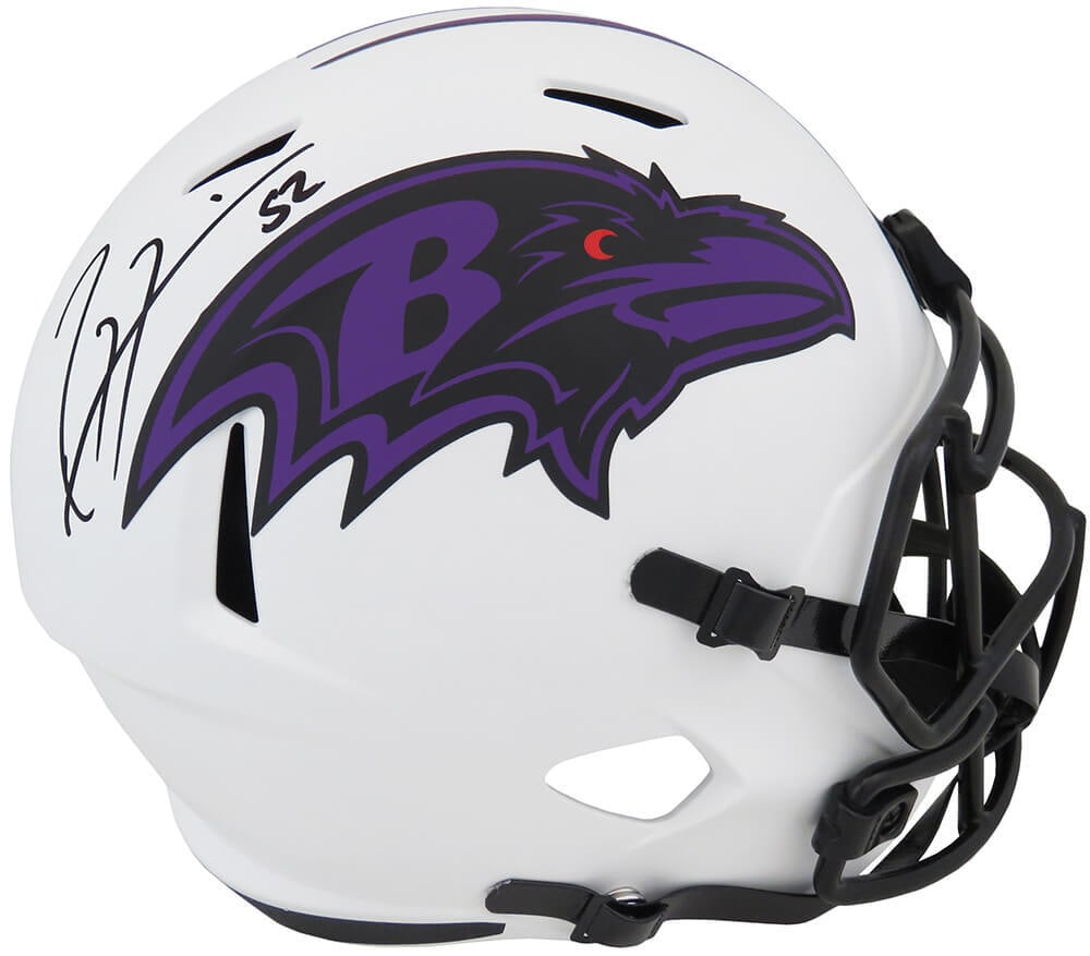 Ray Lewis Signed Ravens Lunar Eclipse Helmet with COA: Ray Lewis Signed Ravens Lunar Eclipse Helmet with COA Celebrate the legacy of Ray Lewis with this signed Baltimore Ravens Lunar Eclipse white matte Riddell full-size speed replica helmet. This authent