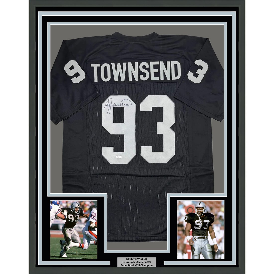 Greg Townsend Signed Oakland Raiders Jersey Framed 35x39 JSA Authenticated (1 of 2)