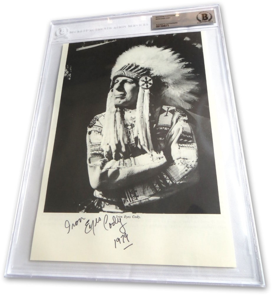 Iron Eyes Cody Autographed Magazine Photo Beckett Authenticated 8.75 x 12 (1 of 3)