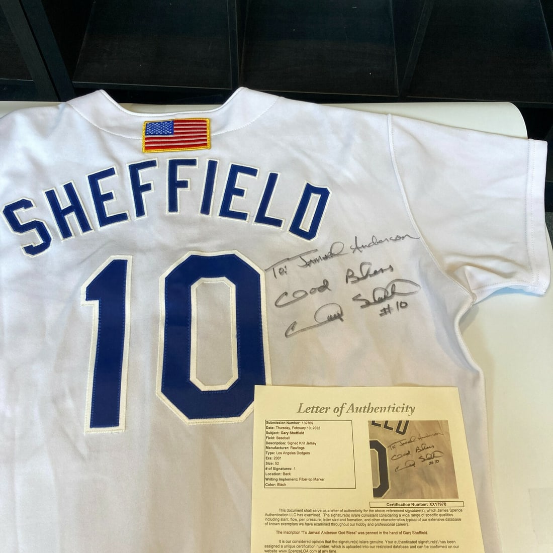 Gary Sheffield Signed 2001 Dodgers Game Used Jersey JSA COA: Gary Sheffield Signed 2001 Dodgers Game Used Jersey JSA COA This is a game-used jersey from Gary Sheffield during his time with the Los Angeles Dodgers in 2001. The jersey features Sheffield's signatu