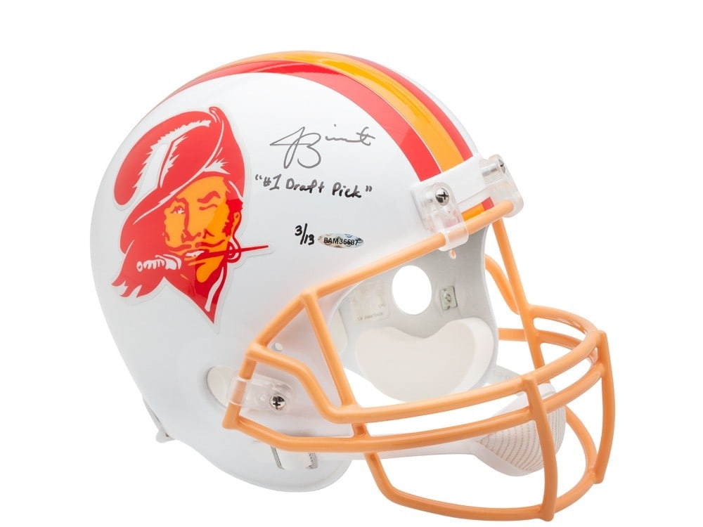 Jameis Winston Signed Replica Helmet Limited to 13 Buccaneers Upper Deck Authenticated: Jameis Winston Signed Replica Helmet Limited to 13 Buccaneers Upper Deck Authenticated Celebrate the legacy of Jameis Winston with this autographed replica helmet, a must-have for any Tampa Bay Buccan