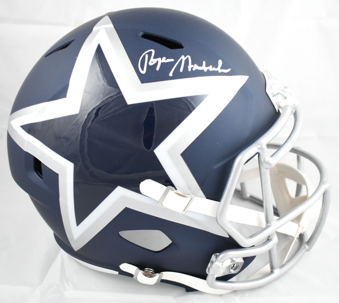 Roger Staubach Signed Dallas Cowboys Full Size Helmet Beckett Holo: Roger Staubach Signed Dallas Cowboys Full Size Helmet Beckett Holo This is an original, pre-owned Dallas Cowboys full-size amp speed helmet, autographed by football legend Roger Staubach. The helmet s