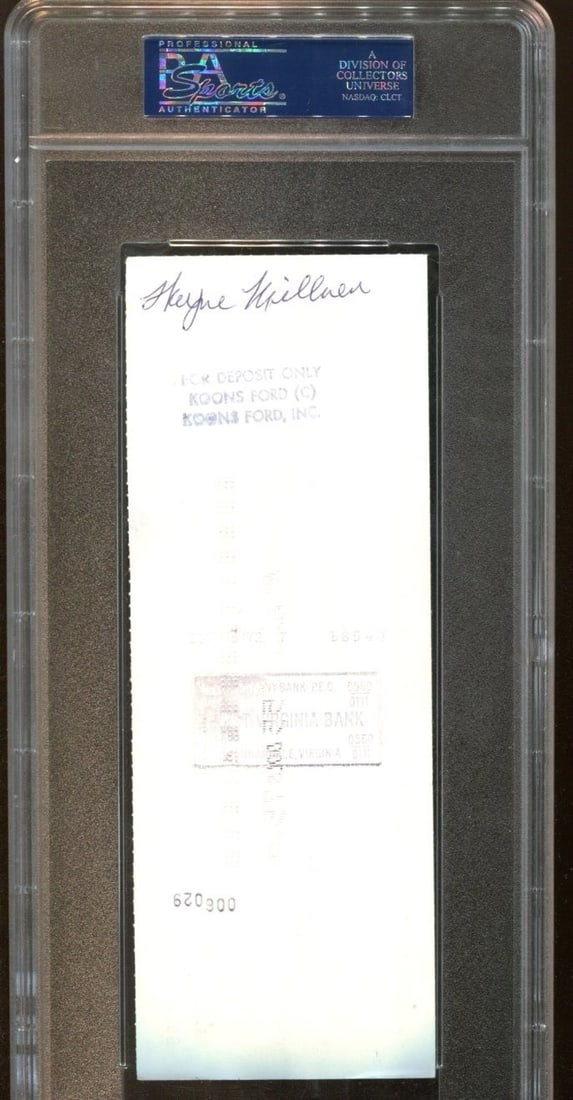 Wayne Millner Signed Check 3.5x8.5 Autographed Redskins PSA/DNA (1 of 2)