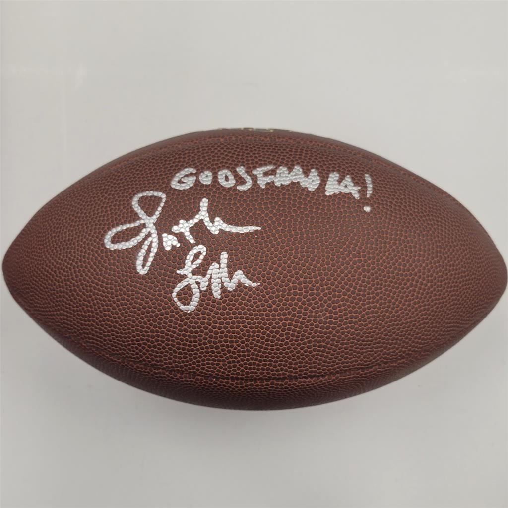 Jonathan Loughran Signed Goosfraba Football The Waterboy Beckett Authenticated: Jonathan Loughran Signed Goosfraba Football The Waterboy Beckett Authenticated This is an original football signed by Jonathan Loughran, known for his role in the movie "The Waterboy." The autograph h