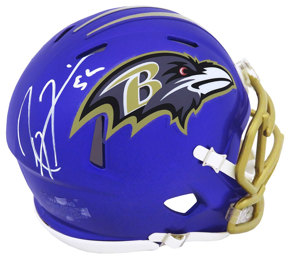 Ray Lewis Signed Baltimore Ravens Mini Helmet with COA in White Ink (1 of 1)