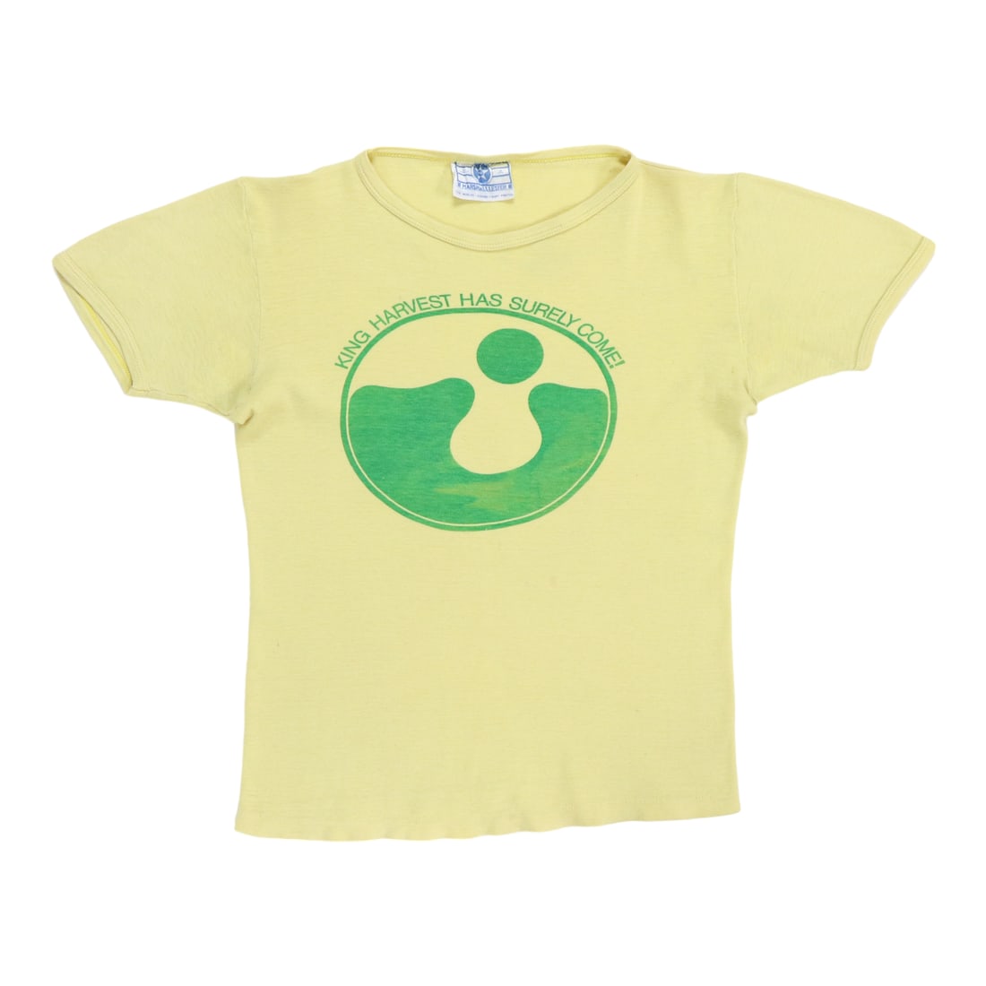 Vintage 1970s King Harvest Has Surely Come Yellow Cotton T Shirt (1 of 5)