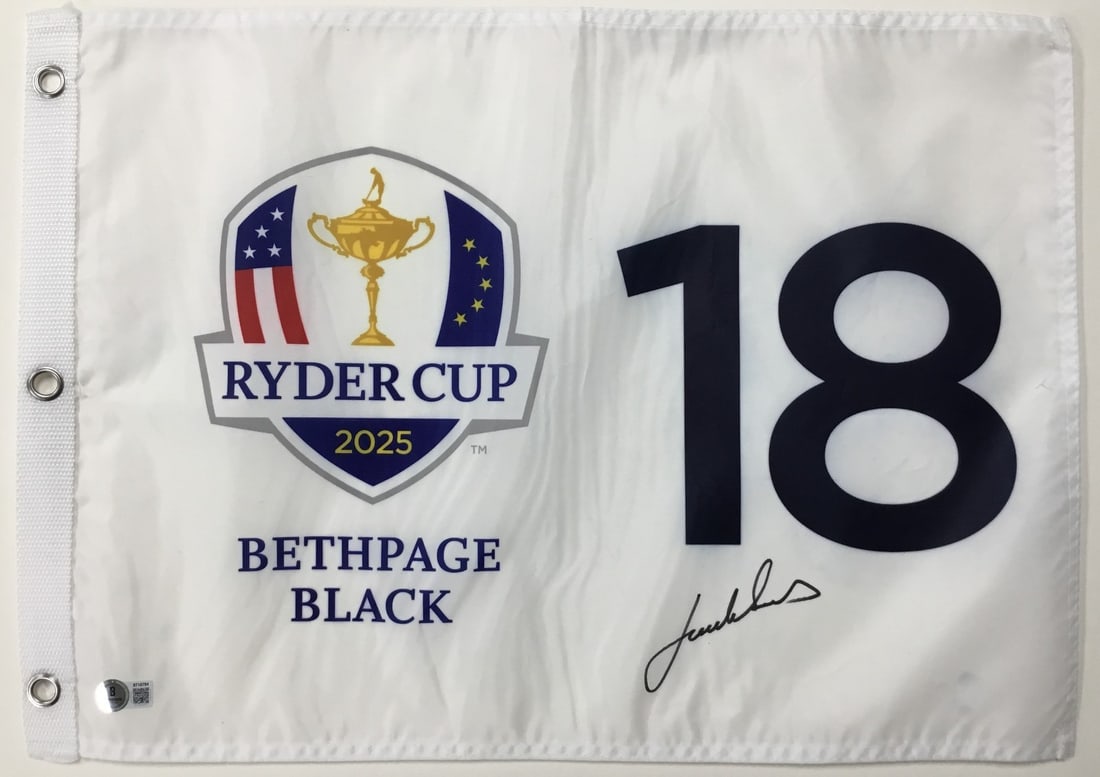 Jordan Spieth Signed 2025 Ryder Cup Pin Flag Beckett Authenticated BT18794 (1 of 4)
