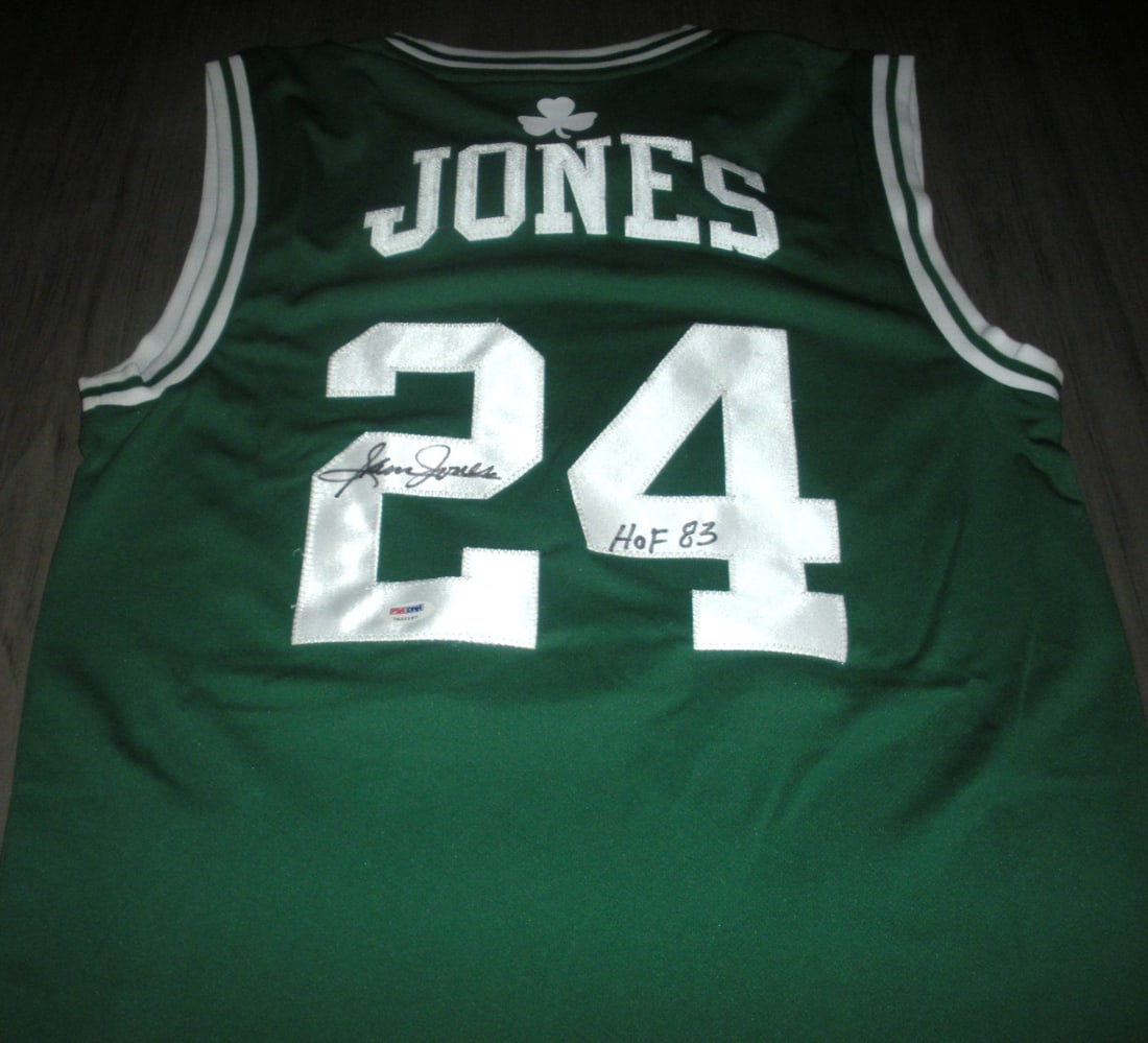 Sam Jones Boston Celtics Signed Adidas Jersey with PSA DNA: Sam Jones Boston Celtics Signed Adidas Jersey with PSA DNA This official licensed Adidas jersey celebrates Sam Jones, a Hall of Famer from the Boston Celtics. It is an original piece, featuring a veri