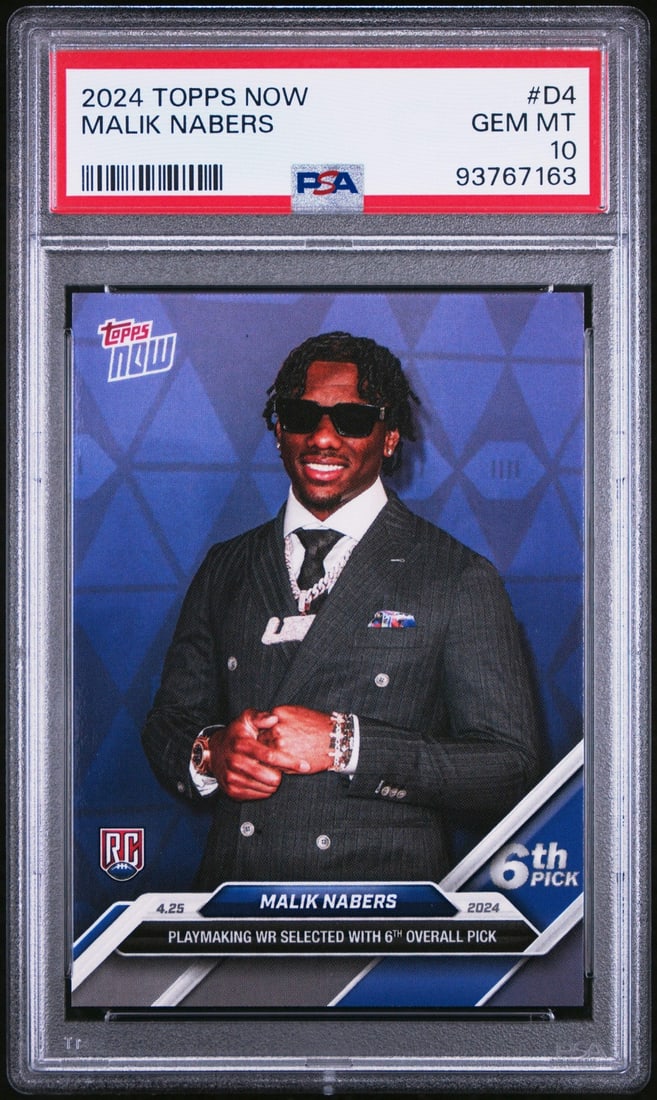 2024 Topps Now Malik Nabers #D4 Rookie RC PSA 10 Gem Mint Football Card (1 of 2)