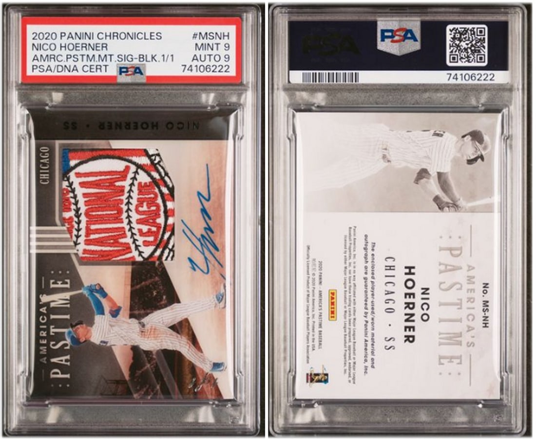 Nico Hoerner 2020 Panini Chronicles 1/1 Patch Auto PSA 9 MLB (1 of 1)