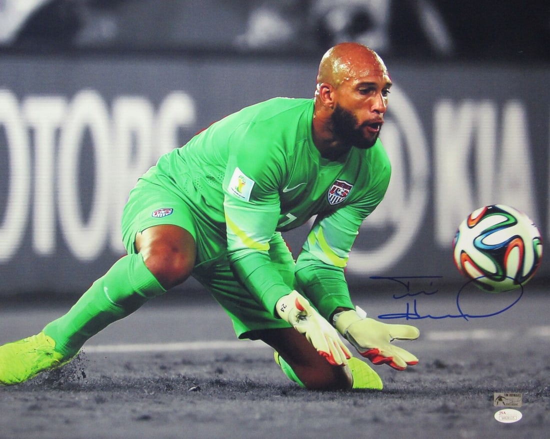 Tim Howard USA Soccer Signed 16x20 Photo JSA Authenticated: Tim Howard USA Soccer Signed 16x20 Photo JSA Authenticated Celebrate the legacy of Tim Howard with this autographed 16x20 photo, capturing the iconic moments of his soccer career. This original piece